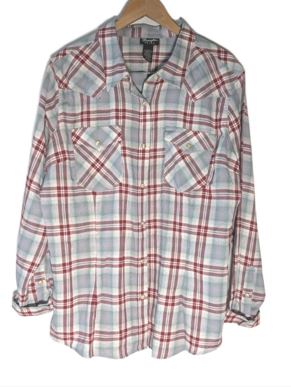 Wrangler Retro Shirt Western Pearl Snap blue Plaid Blue Men Size XXL